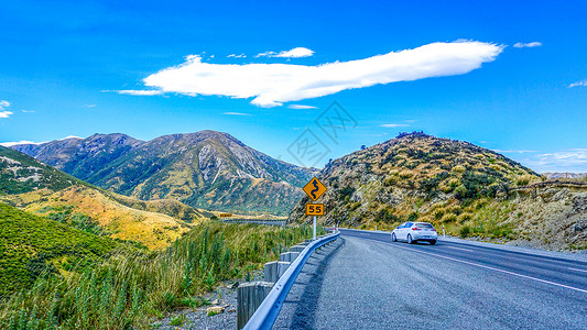 新西兰山路自驾风光高速高清图片素材