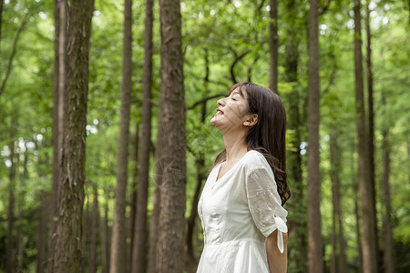 青年女性森林散步图片素材