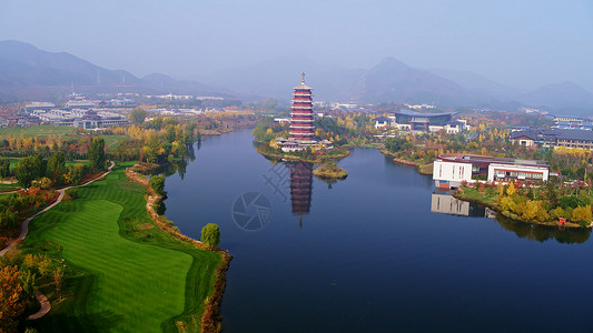 雁栖湖风景雁栖塔雁图片素材