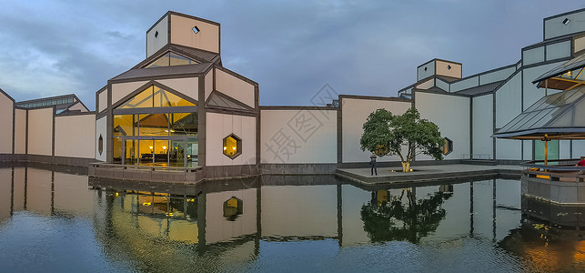 大师苏州博物馆夜景背景
