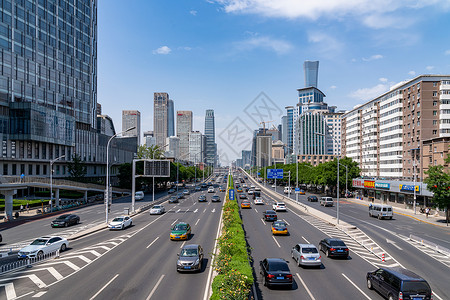 速度素材北京国贸大街交通背景