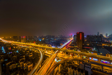 浙江省杭州市德胜高架夜景背景图片