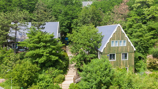 青岛芬兰中心小木屋别墅背景图片