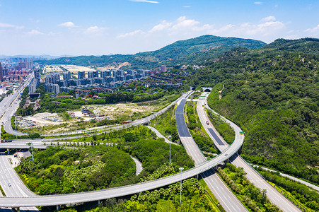 航拍道路枢纽带高清图片