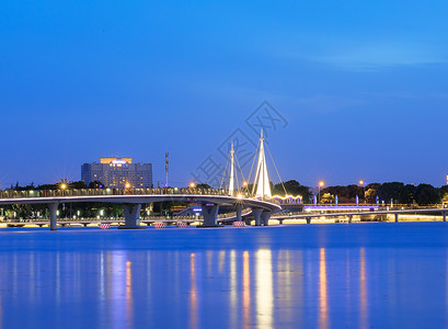 金鸡湖长桥夜景背景图片