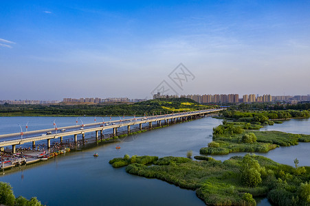 正定新区航拍正定自贸区湿地背景