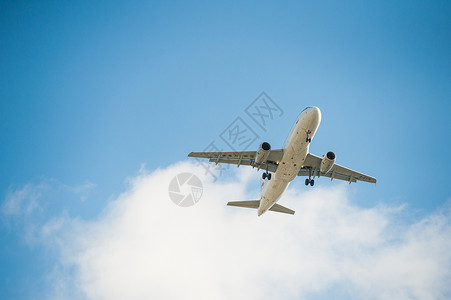 航班飞机蓝天白云中的飞机背景
