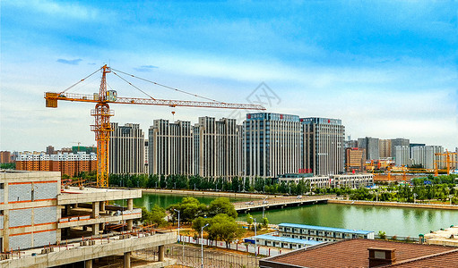 商业楼体楼盘建筑工地背景