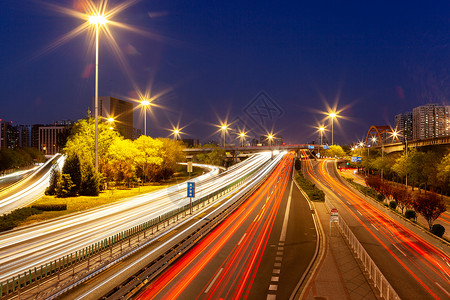 北京莲石路夜景车流背景图片