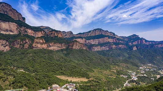 石岩边航拍河北嶂石岩国家风景名胜区背景