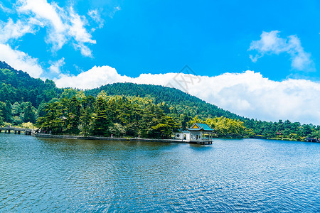 花亭湖江西九江庐山如琴湖忆琴亭背景