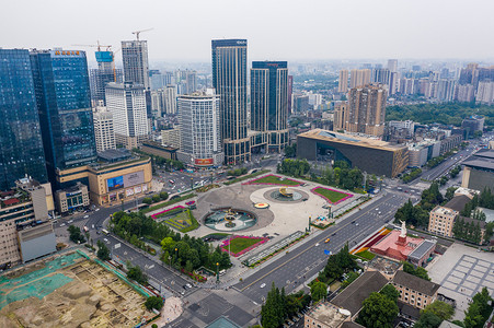 成都天府广场航拍背景图片