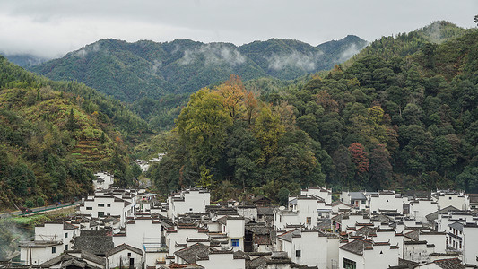 江西婺源的长溪村建筑高清图片素材