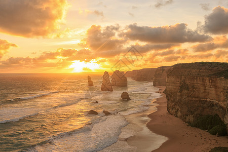 澳大利亚风景澳大利亚坎贝尔港国家公园大洋路著名的十二使徒岩背景