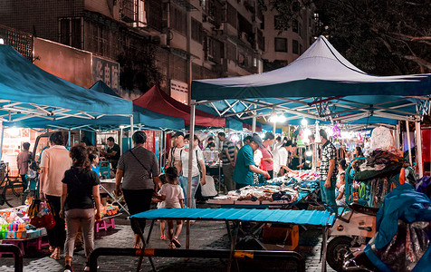 烧烤街夜市地摊摆摊背景