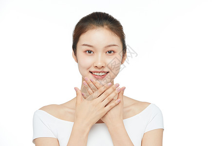 时尚灰美妆整形医疗宣传单年轻女士美妆护肤面部展示背景