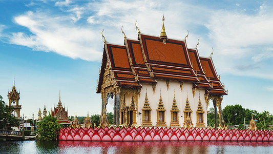 水上泰国寺庙佛教建筑图片