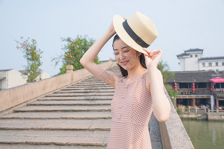 夏日美少女可爱美少女旅游度假背景