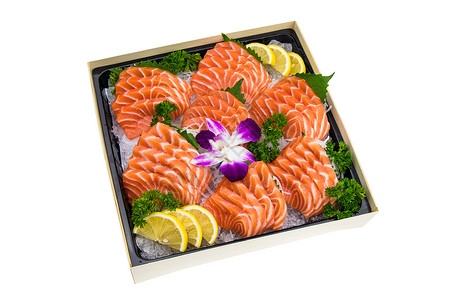 三文鱼刺身日本料理高清图片素材