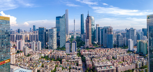 城市建筑物航拍全景广州中轴CDB地标建筑物背景
