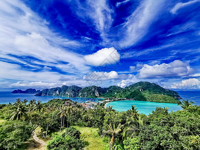 碧绿的大海泰国皮皮岛山顶观景台背景