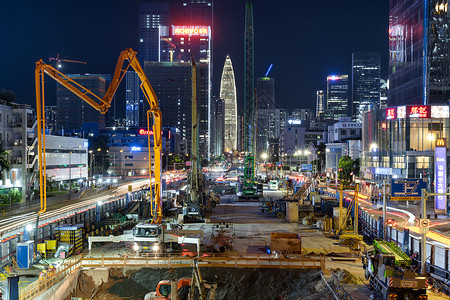 深圳地铁夜晚施工高清图片