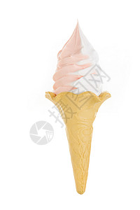 草莓奶油双色甜筒冰淇淋高清图片