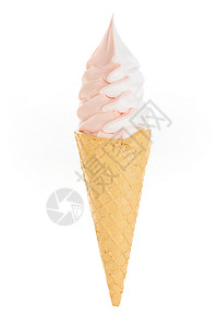 草莓奶油双色甜筒冰淇淋高清图片