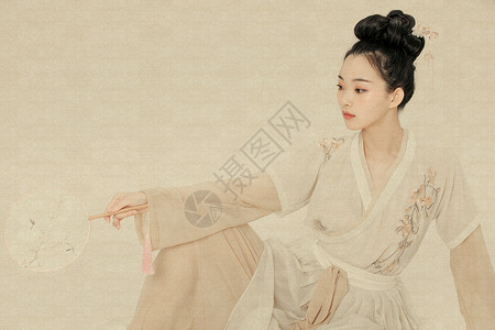 中国古典舞古典舞汉服工笔画美女背景