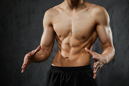 运动男性肌肉展示健身高清图片素材