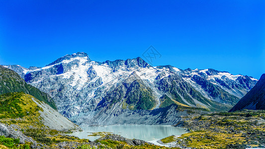 积雪山峰新西兰库克山雪山风光背景