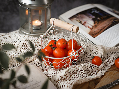 篮子里的小番茄背景图片