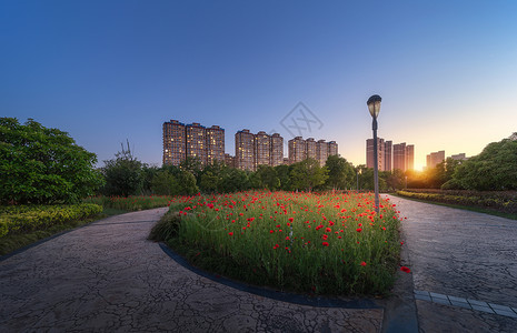 住宅夜景城市小区景观背景