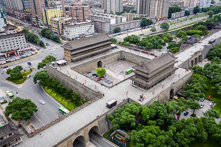 西安古城航拍背景图片