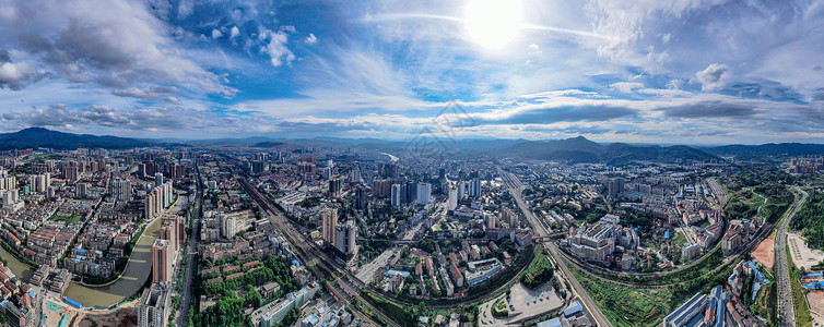 航拍湖南湘西城市天际线全景图建筑结构高清图片素材