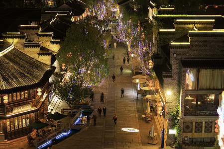 南京老门东商圈夜景背景