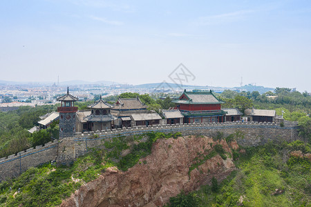 蓬莱阁风景山东烟台蓬莱阁古城背景