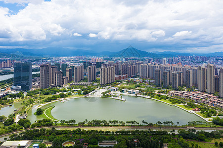 漳州碧湖公园周边建筑群背景图片