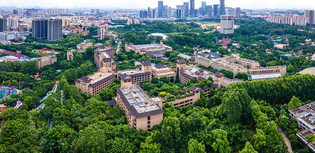 长隆旅游度假区全景航拍广州长隆度假村度假酒店背景