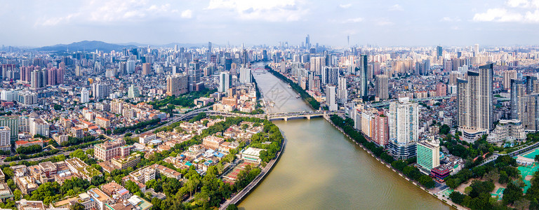 广州荔湾区珠江风景城市建筑群全景天际线楼房高清图片素材