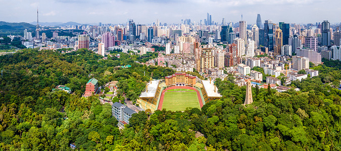 航拍全景越秀山公园广州市城市景观城市建筑高清图片素材