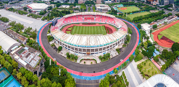航拍广州天河体育中心体育馆足球场其他场馆背景