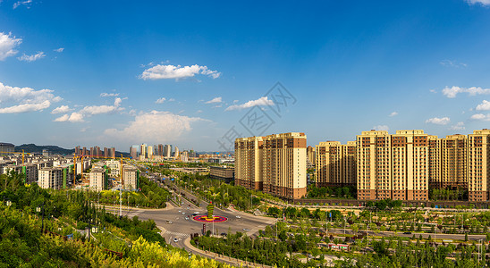 宽广的马路延安新城区背景