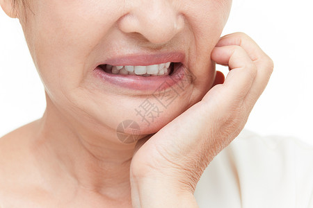 牙齿护理老年人牙痛特写背景
