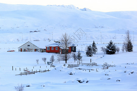 北欧农场冰岛奈斯亚威里尔冬季特色民居背景
