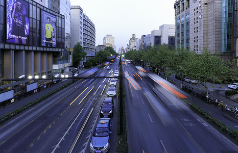 杭州延安路天桥夜景背景图片