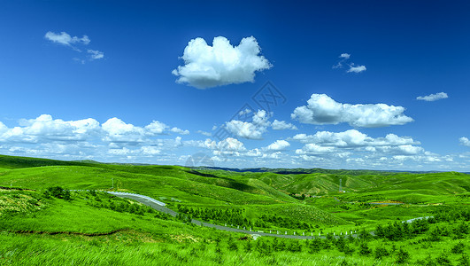 郊区风景内蒙古草原夏季风光背景