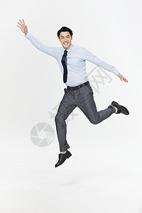 商务男性跳跃中国人高清图片素材