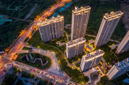 住宅夜景楼盘建筑背景