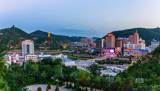 延安市中心夜景背景图片